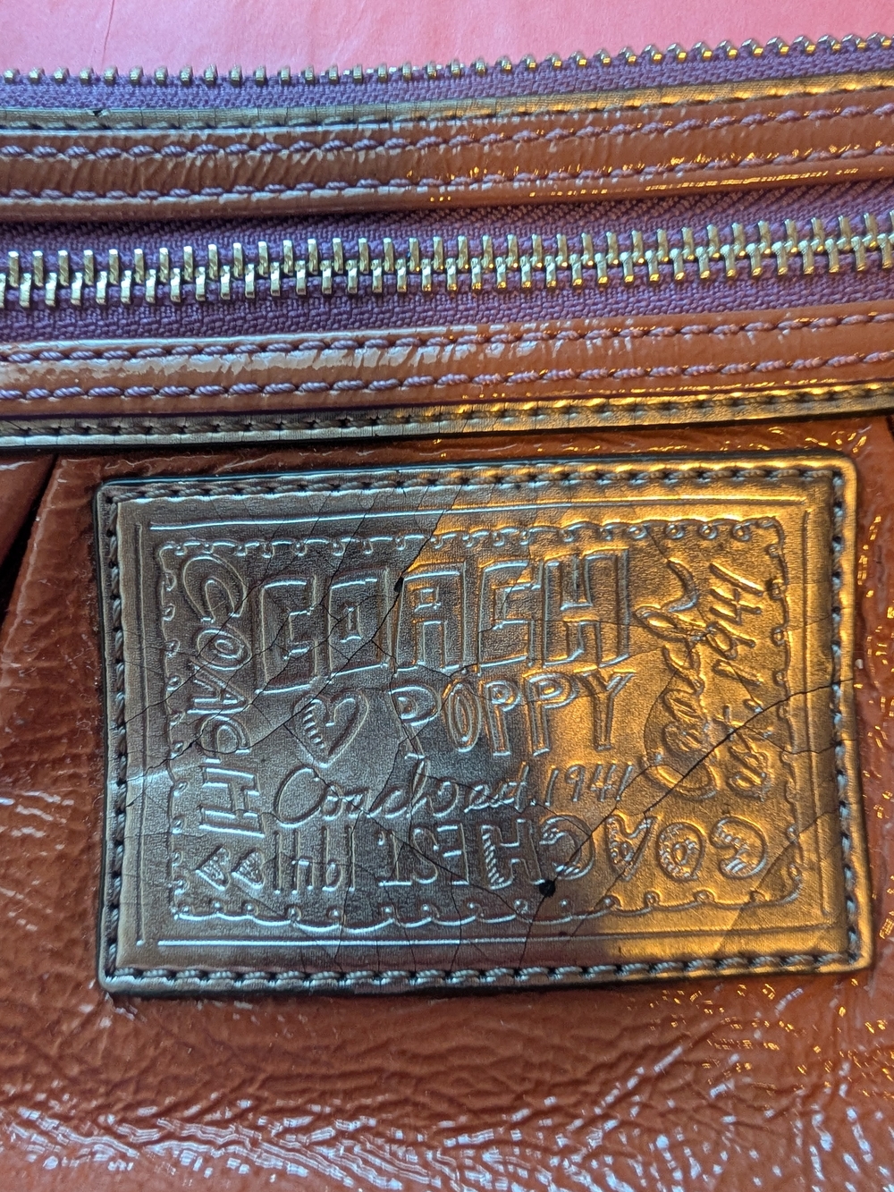 Coach Brown Patent Leather Wristlet with Silver Hardware - Picture 2 of 9
